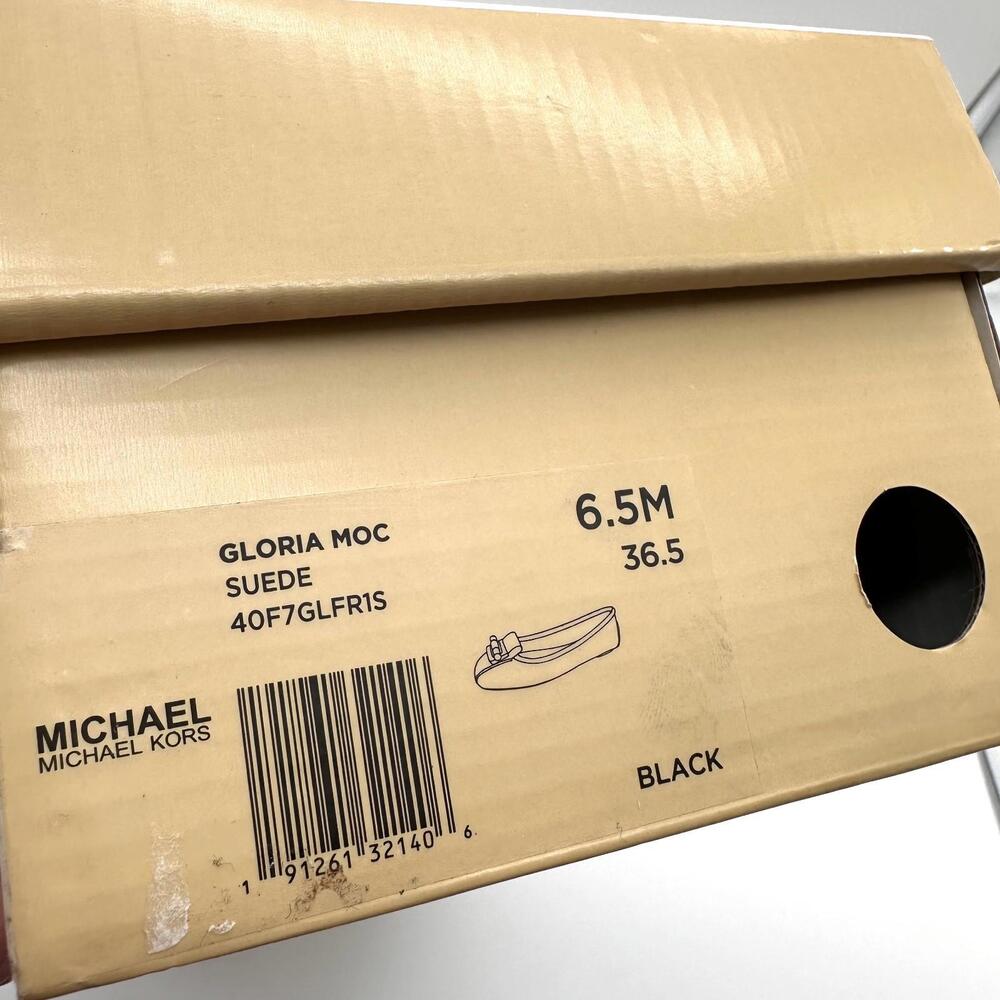 Michael Kors Gloria Black Suede Gold Accent Ballet Flat Moccasin Shoes 6.5 - Picture 9 of 9